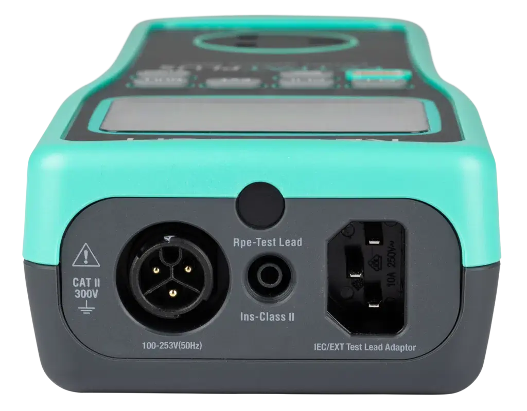 SMARTPAT input socket for IEC lead, earth bond lead and 110V adapter