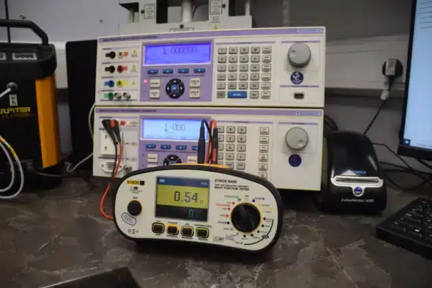 Image of a multifunction tester being calibrated at the ExpressCal laboratory